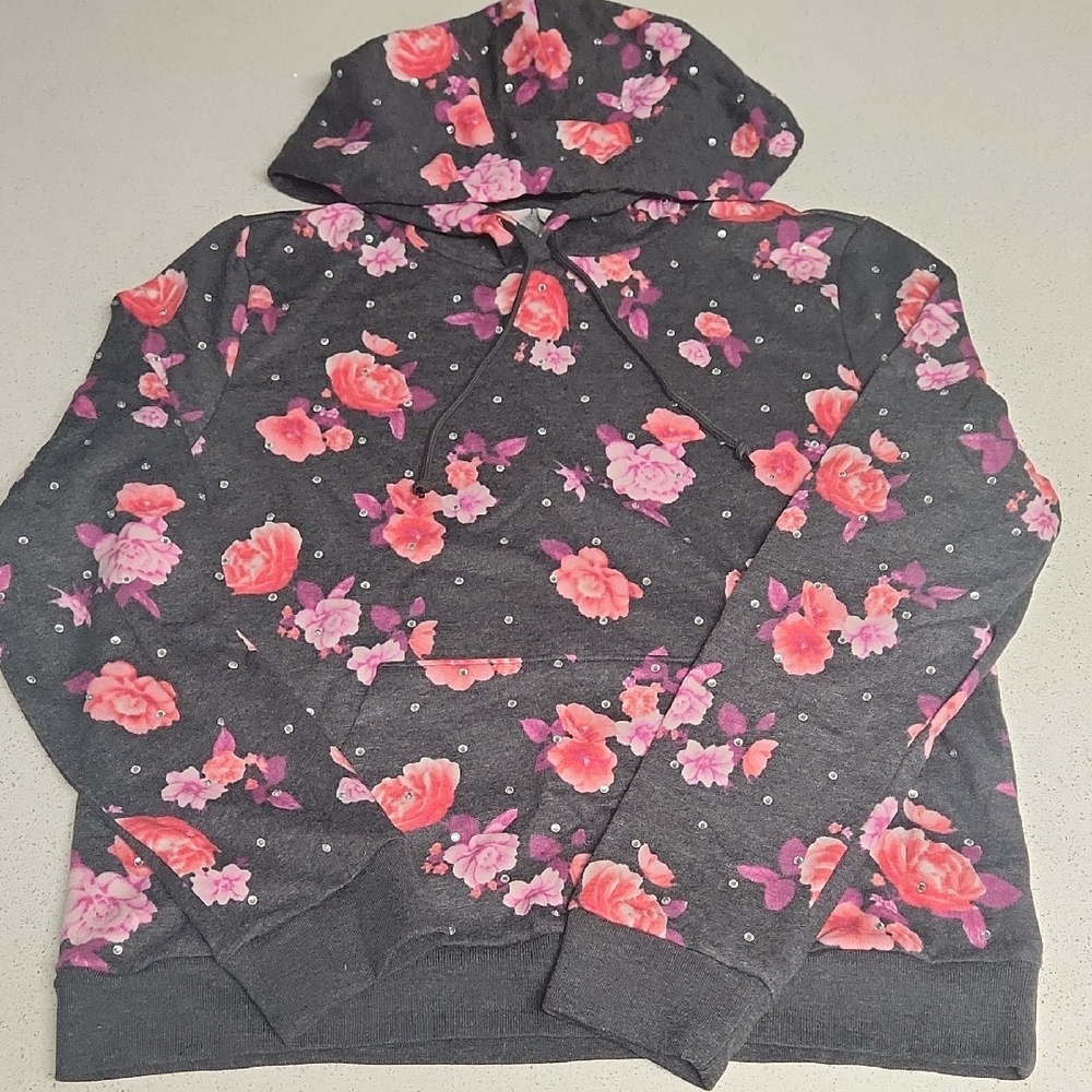 PINK Victoria's Secret NWOT Floral Hoodie with Bling